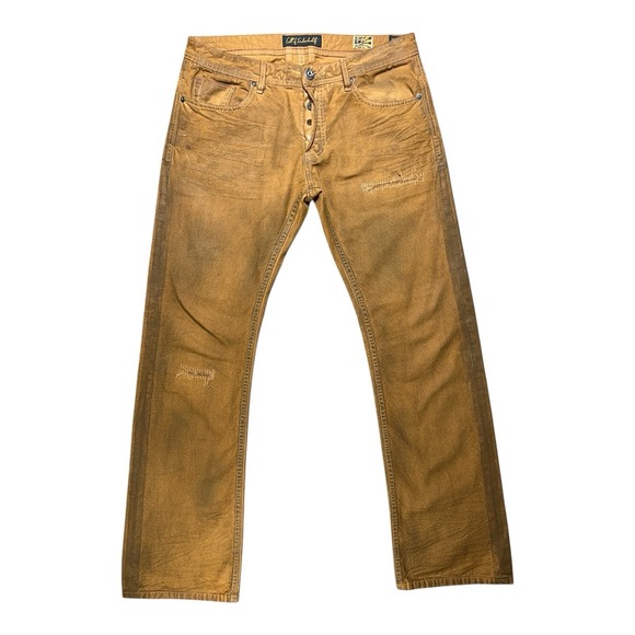 Cult Of Individuality Men's Jean Brown Japanese Denim Distressed Relaxed 36x34